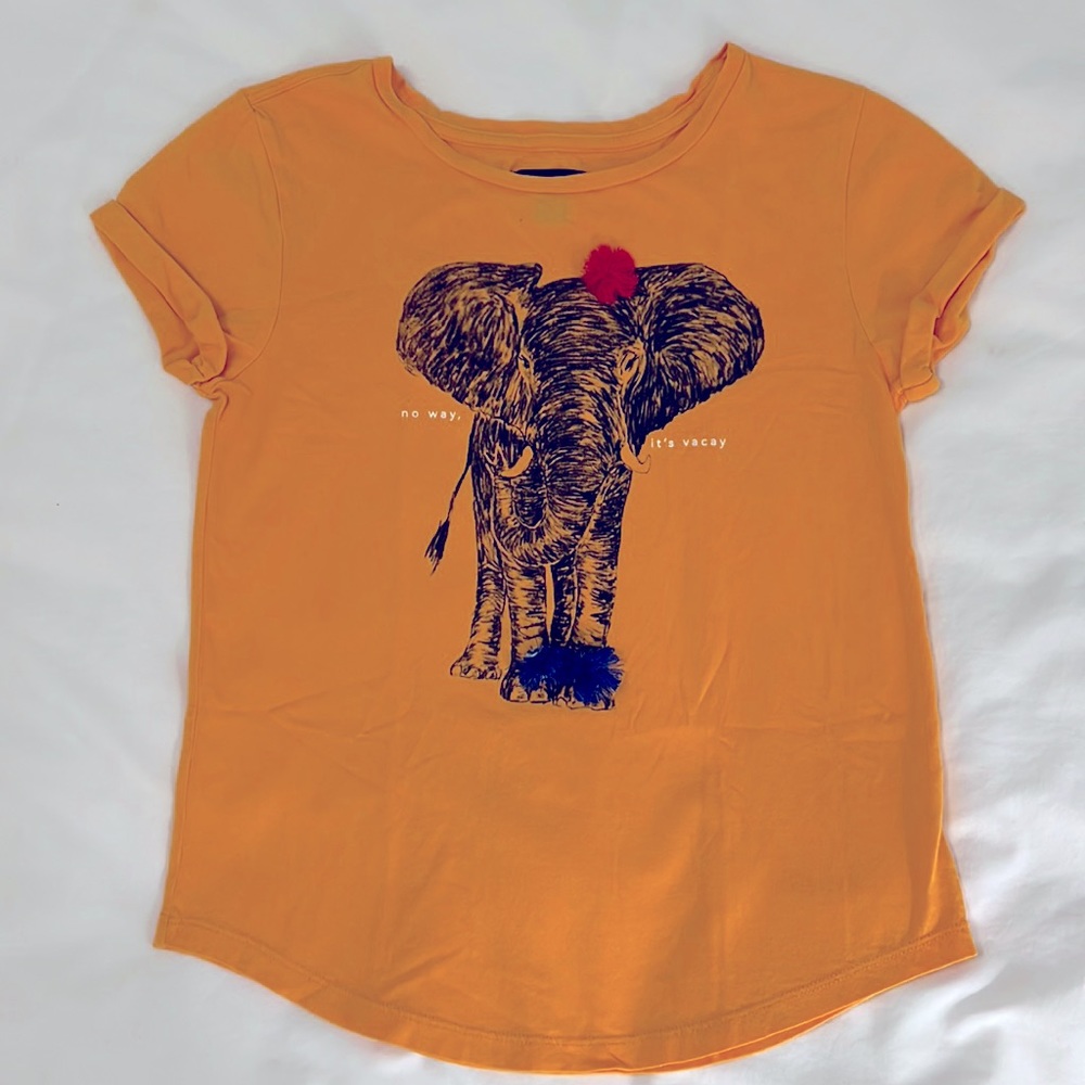 GapKids Girls T-shirt with Elephant design, Color: Yellow; Size XL (12)